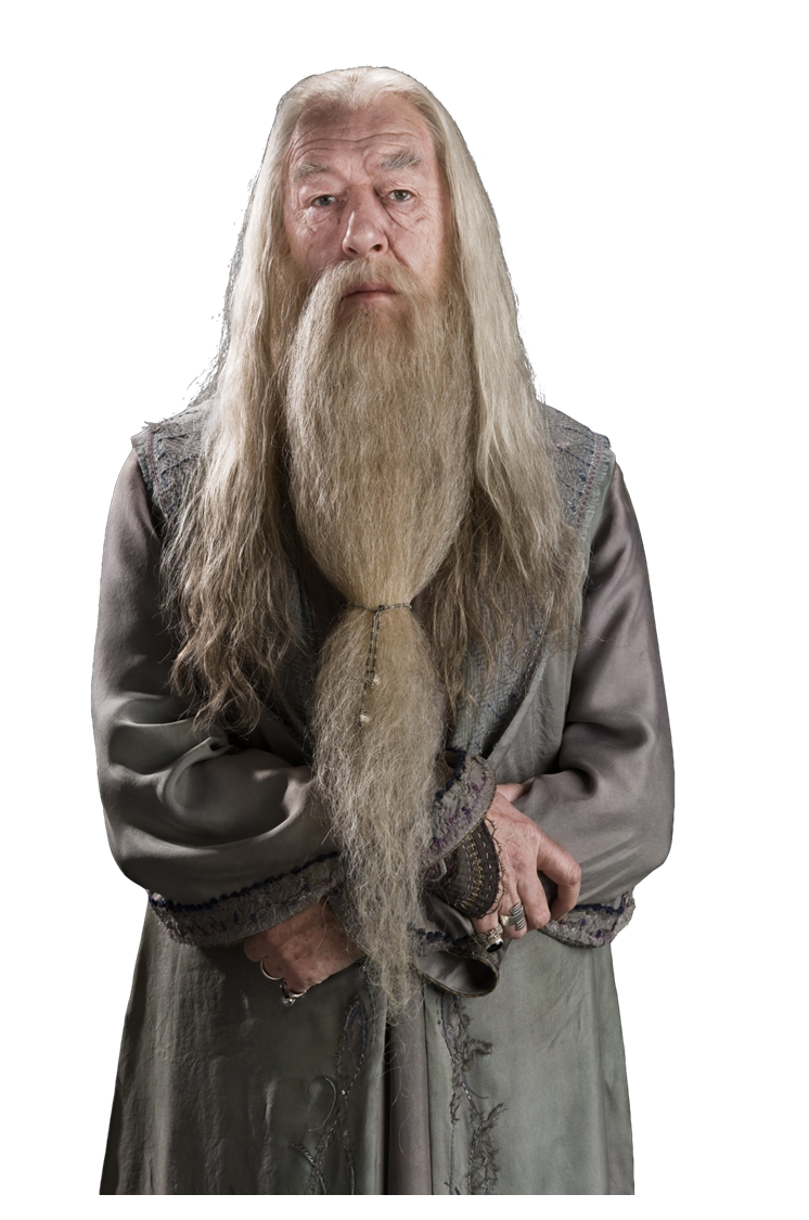 Albus Dumbledore holding a wand