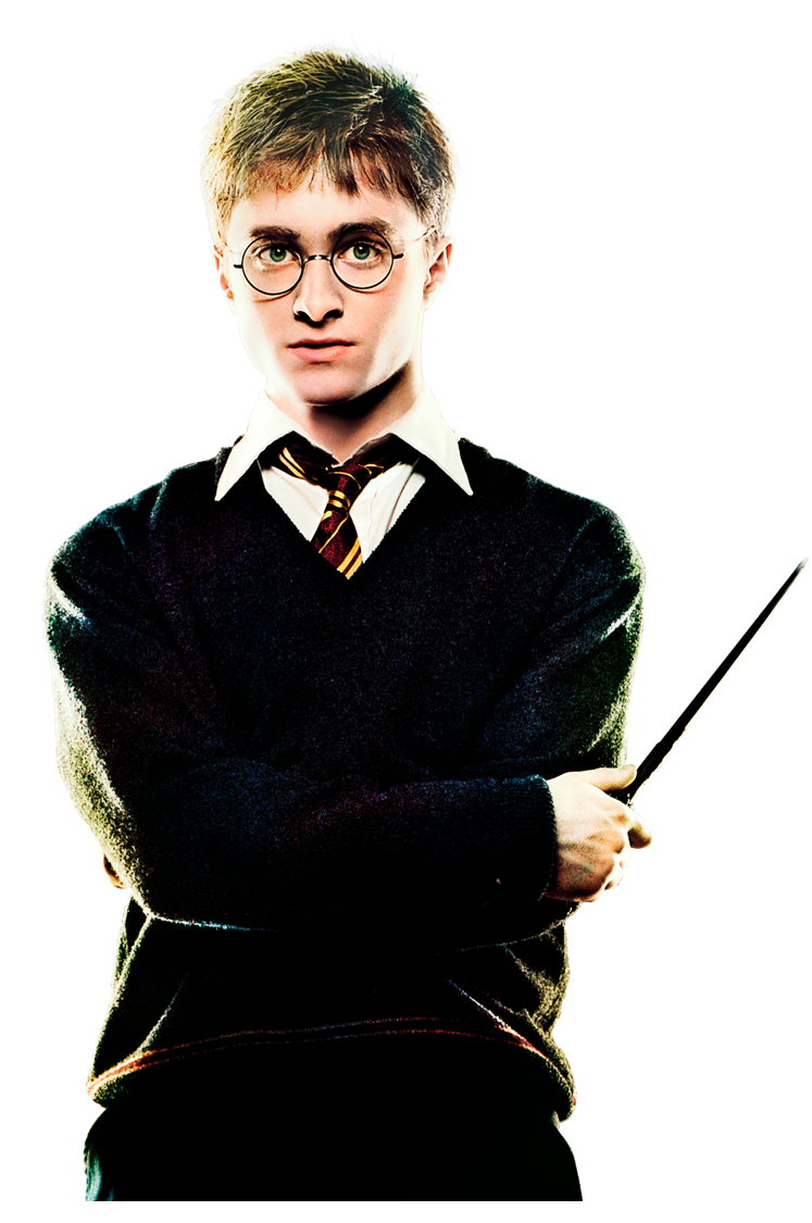 Harry Potter holding a wand